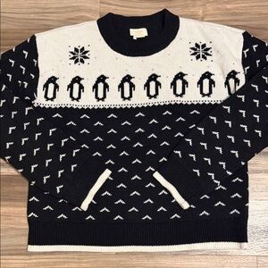 Kate Spade Broome Street Penguin Intarsia Jeweled Crewneck Sweater Women’s XL
